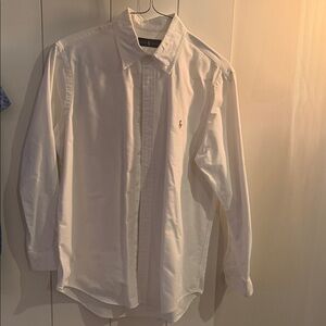 Ralph Lauren White Button-Down Dress Shirt with Embroidered Pony